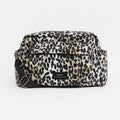 Leopard Print Nappy Bag with Finnson label on a white background