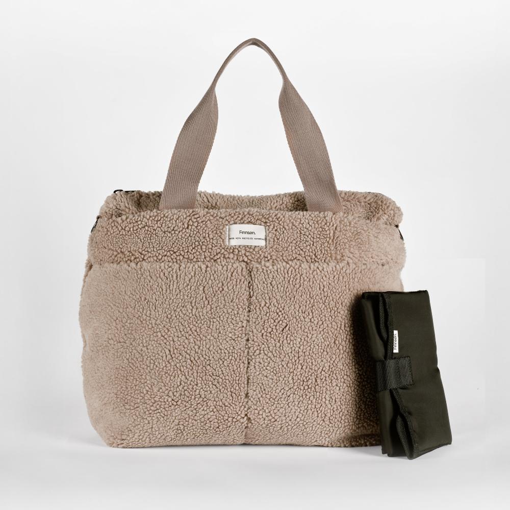 Sigrid Eco Teddy Borg Nappy Bag Tote - Teddy Borg Beige