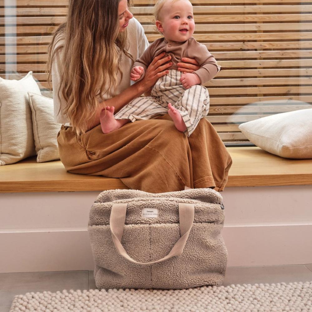 Sigrid Eco Teddy Borg Nappy Bag Tote - Teddy Borg Beige