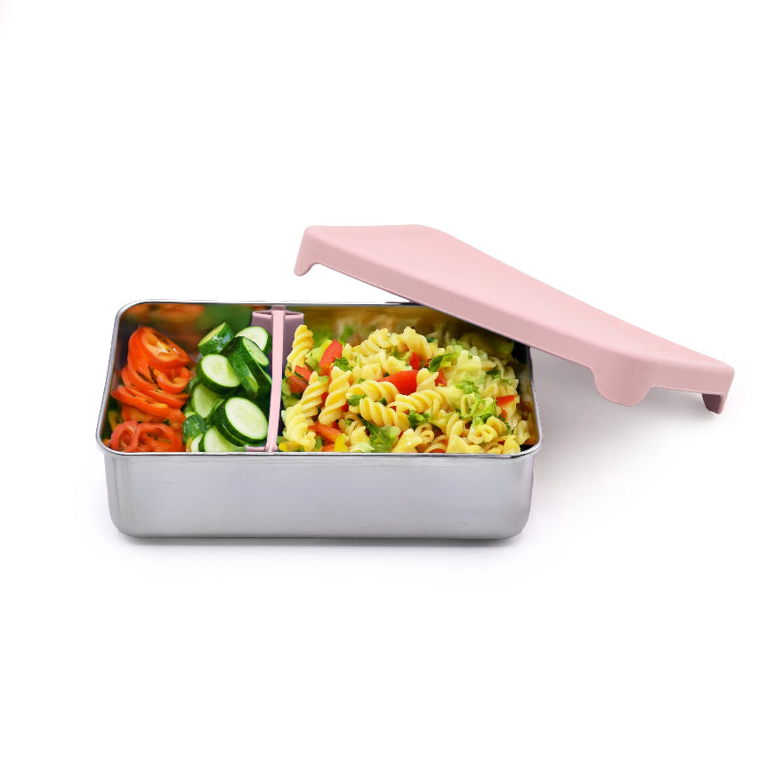 Stainless steel bento box with lid and divider