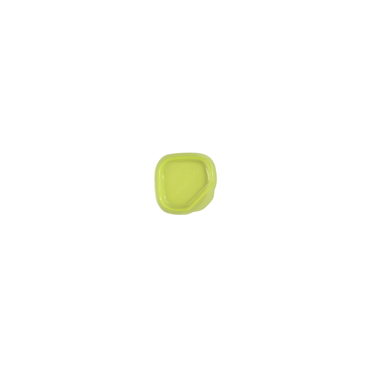 A small, square-shaped lime green container cap with rounded corners, shown against a solid white background.
