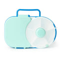 Gobe blue lunchbox against white background.