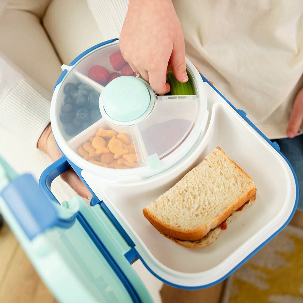2-in-1 Lunchbox with Removeable Snack Spinner - Blueberry Blue