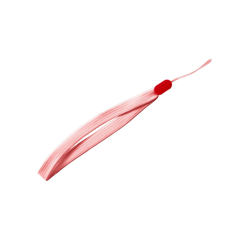 Pink Gobe hand strap against white background.