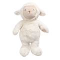 Cream sheep plush soft toy against plain background 