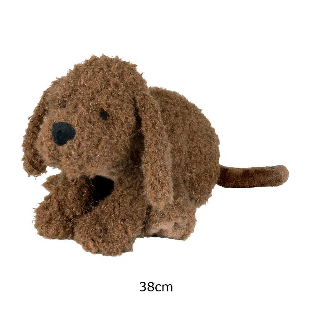 A brown Happy Horse Labradoodle Larry soft toy on a white background. 