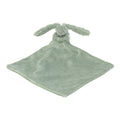 A green Happy Horse soft, cuddly Rabbit comforter connected to a small blanket on a white background. 