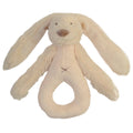 A light beige Happy Horse soft, cuddly Rabbit Rattle on a white background. 