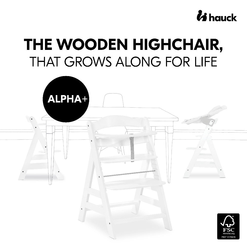 Alpha+ Wooden High Chair - White