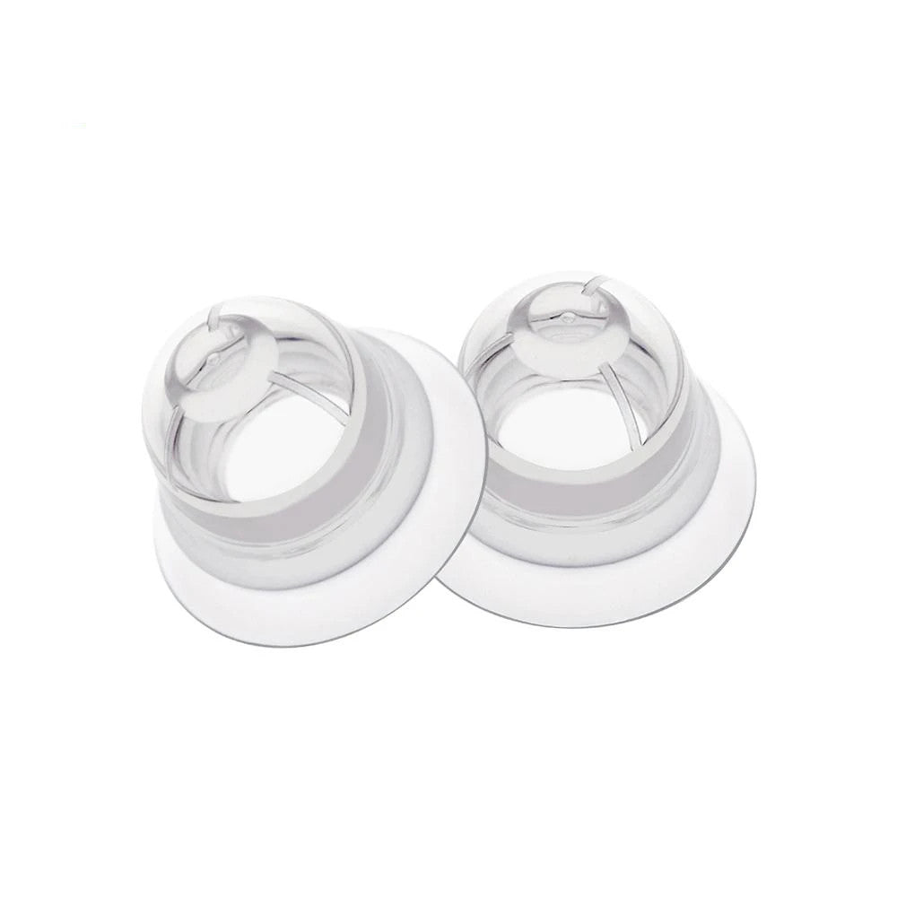 Two clear silicone nipple aspirators against a white background