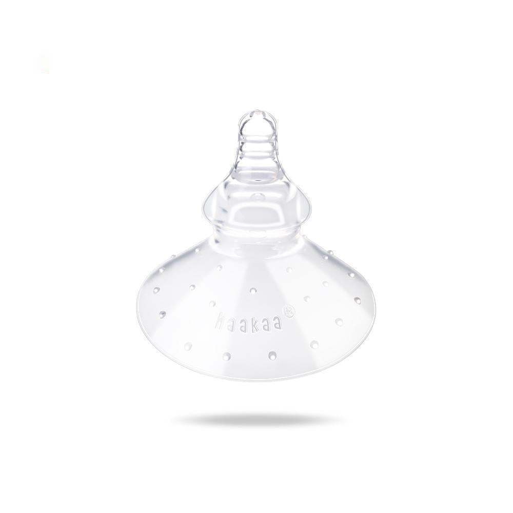 Silicone nipple shield against a white background
