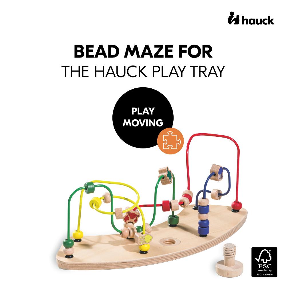 Bead maze toy for Hauck play tray with brand logo on a white background