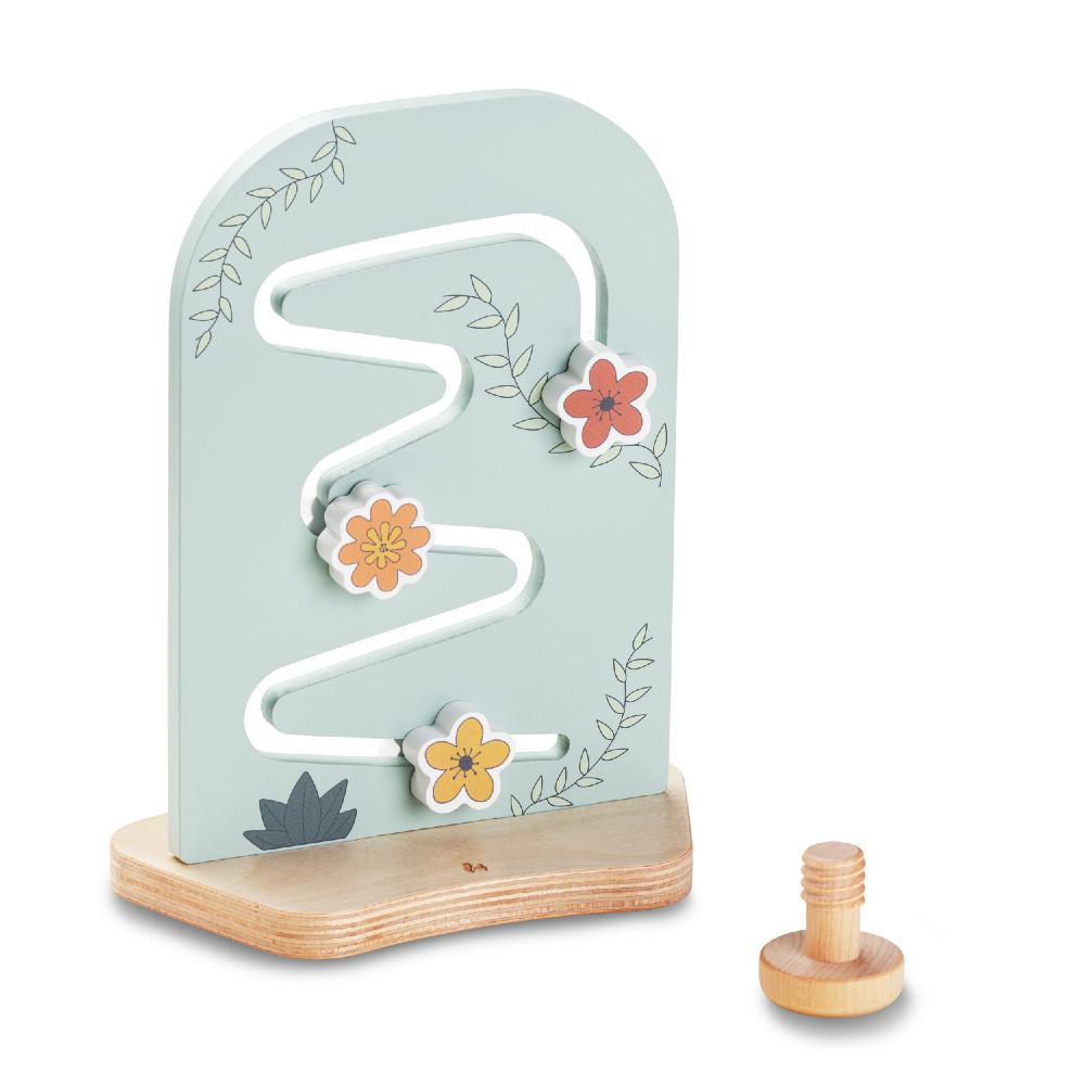 Hauck Wooden toy with a floral design and a small wooden block on a white background