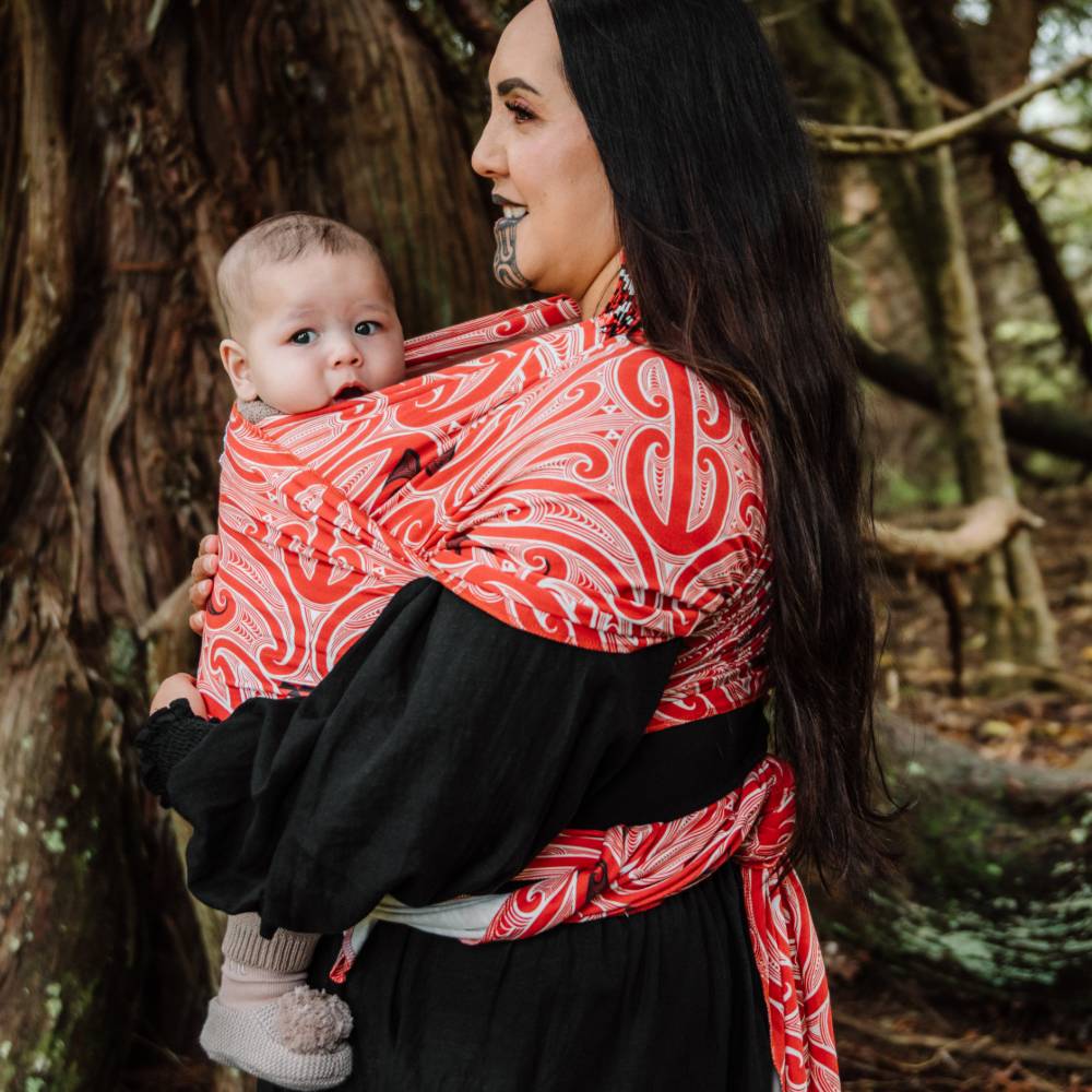 Okooko Pepi Wrap Carrier - Whero (Red/White/Black)