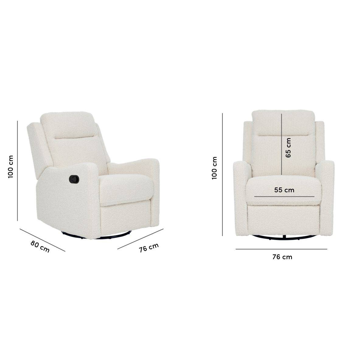 Henry Manual Recliner Chair - Vanilla Boucle