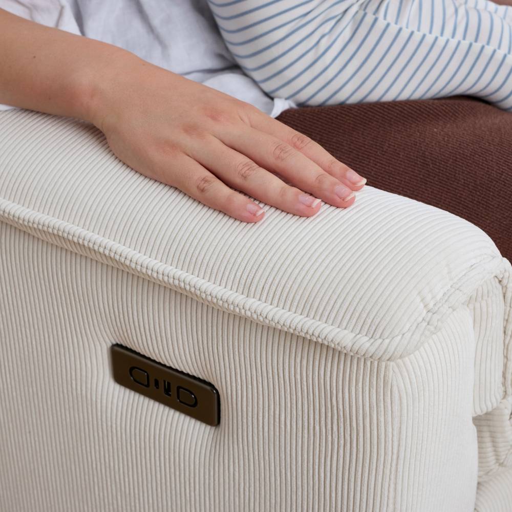 Louie Electric Recliner Chair - Coconut Corduroy