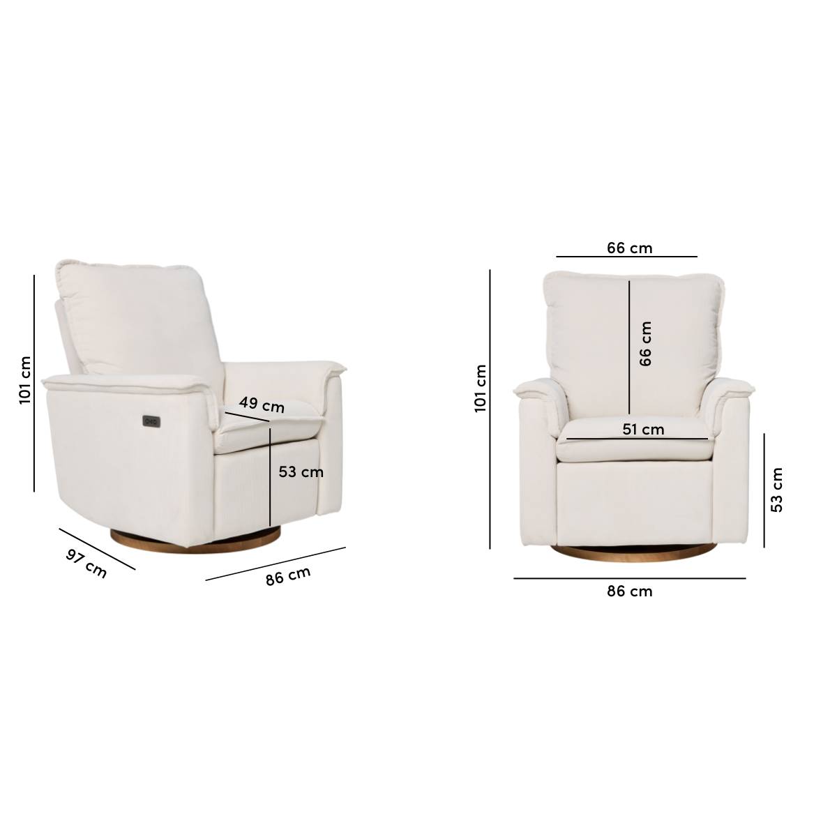 Louie Electric Recliner Chair - Coconut Corduroy