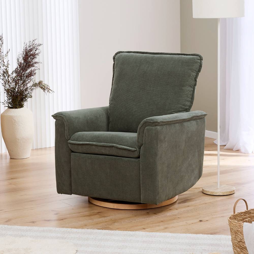 Louie Electric Recliner Chair - Olive Corduroy