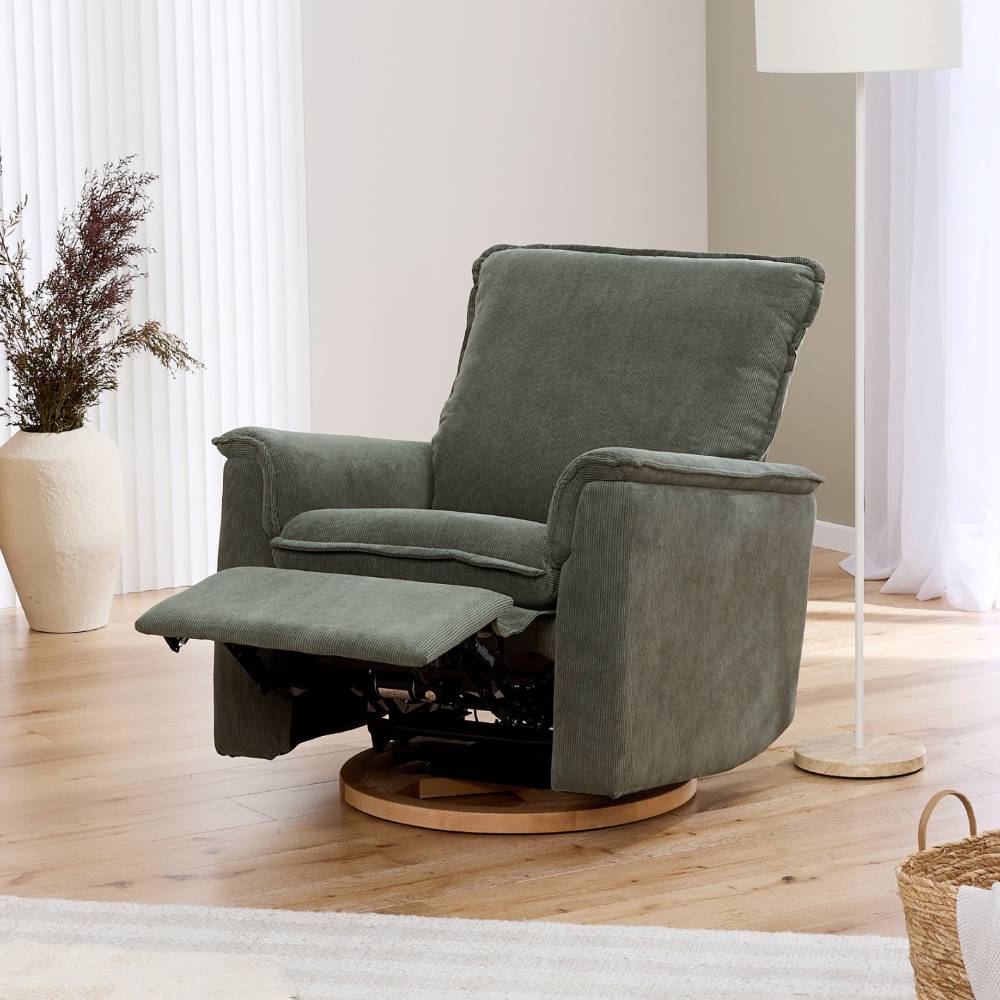 Louie Electric Recliner Chair - Olive Corduroy