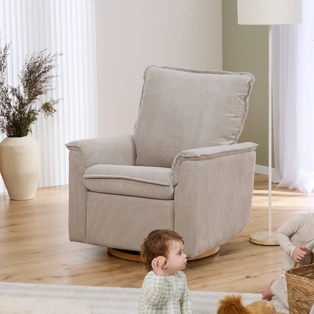 Louie Electric Recliner Chair - Taupe Corduroy