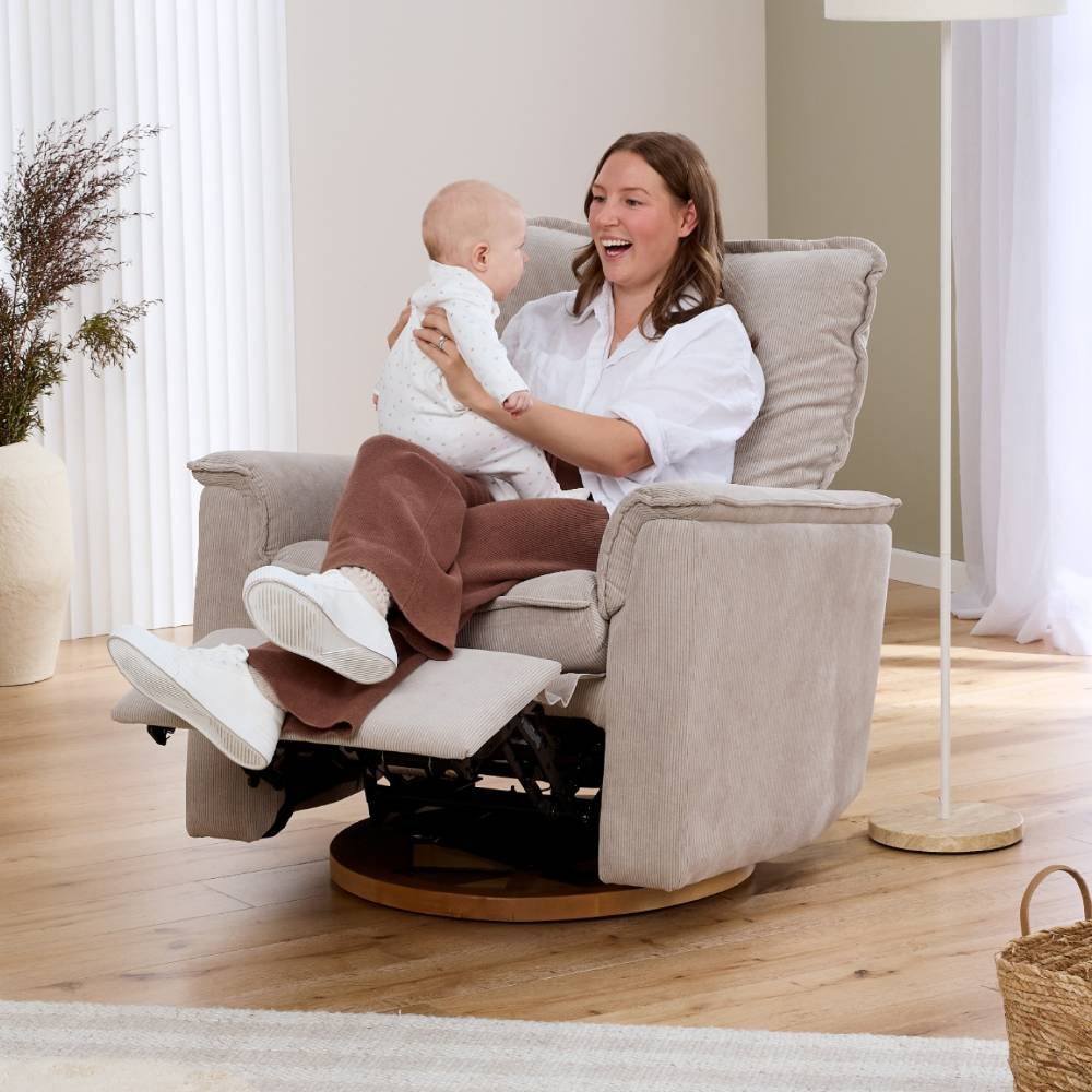 Louie Electric Recliner Chair - Taupe Corduroy