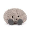 Grey Jellycat  pebble rock soft toy against white background.