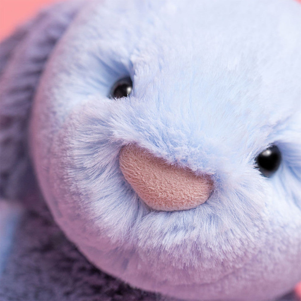 Close up of Bashful Bunny - Puddlesea Patchwork's face. 