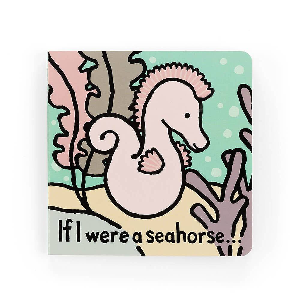 Jellycat book with seahorse on cover against white background.