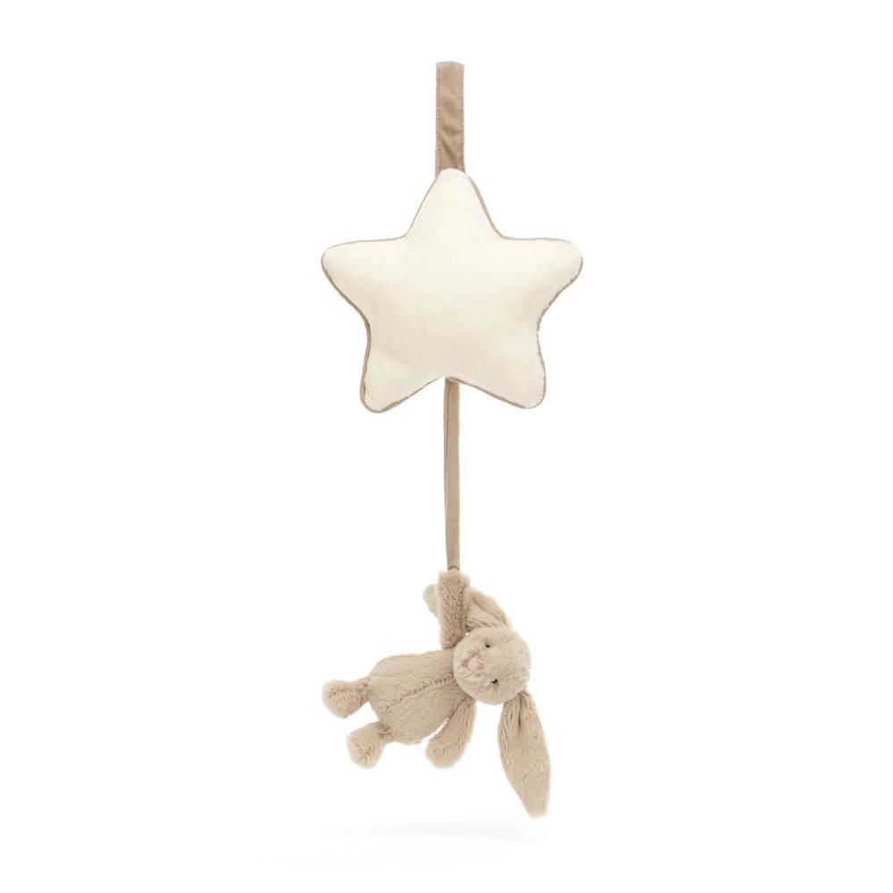 White star with beige bunny Jellycat musical pull.