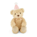 Jamie Kay brown bear soft toy with pink hat against white background.