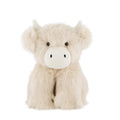 Cream Jamie Kay cow soft toy against white background.