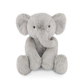 Grey Jamie Kay elephant soft toy against white background.