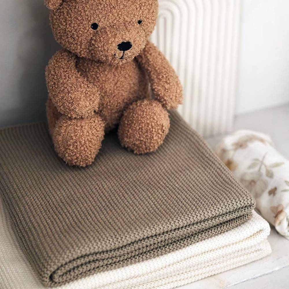 Basic Knit Blanket - Olive Green