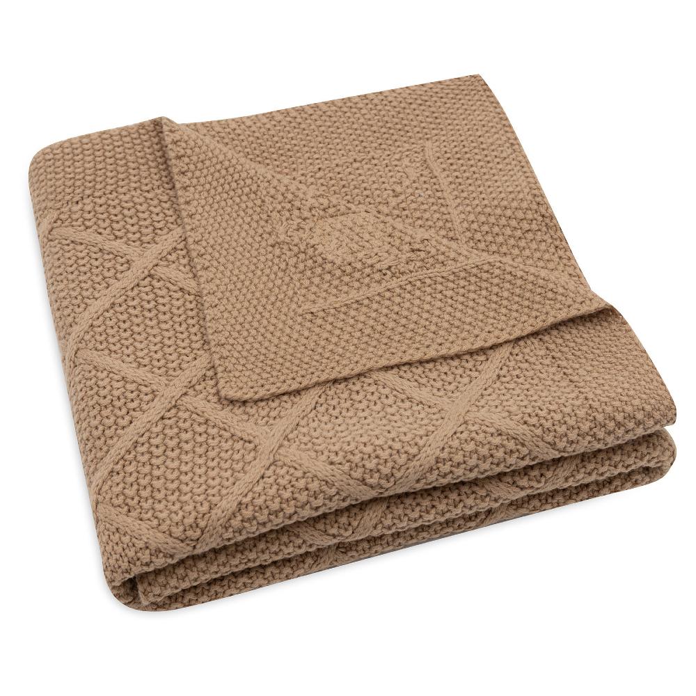 Check Knit Blanket - Biscuit