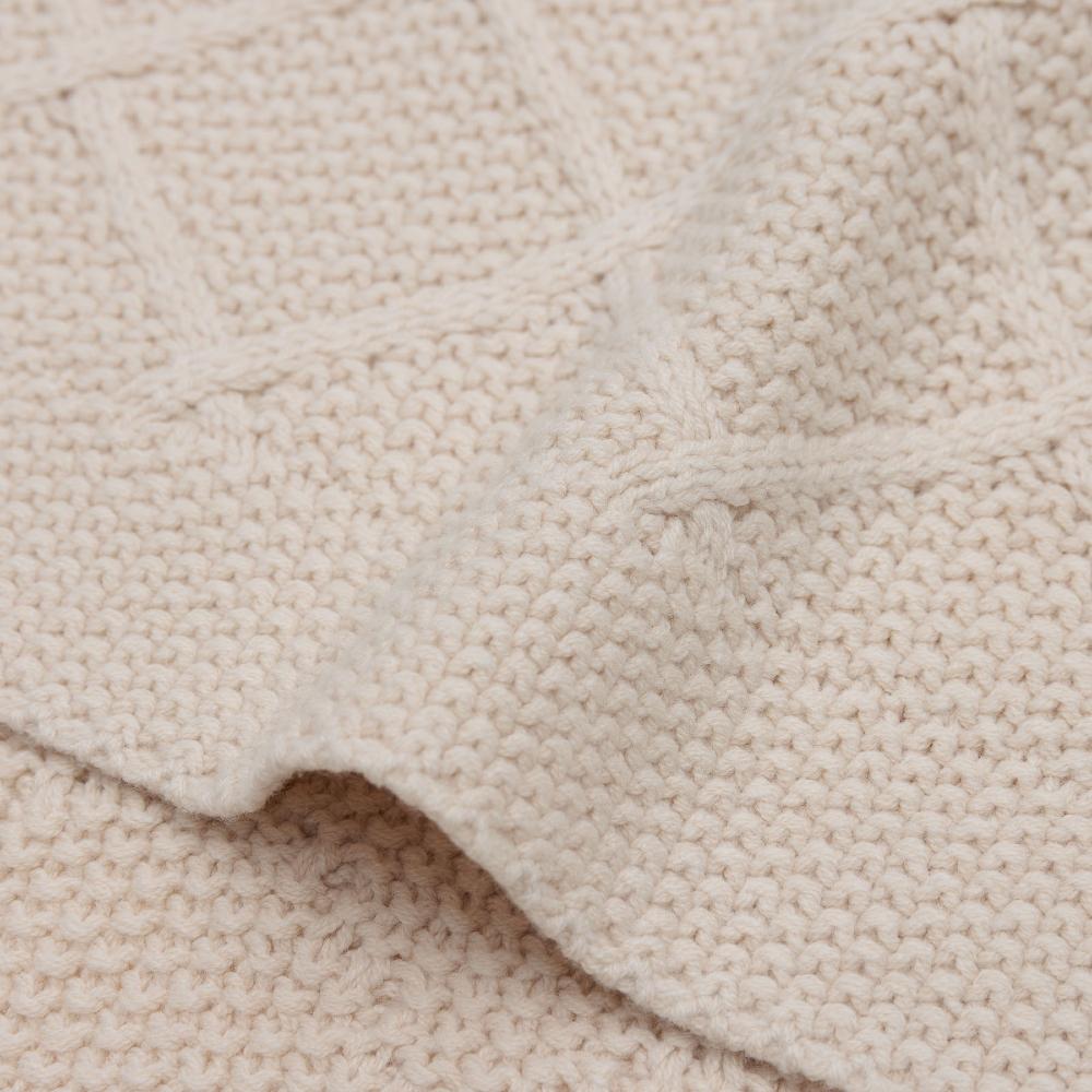 Check Knit Blanket - Oatmeal