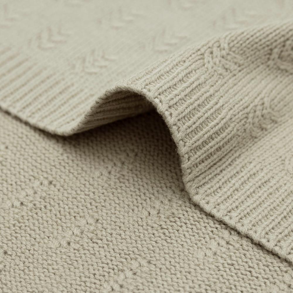 Grain Knit Blanket - Olive Green