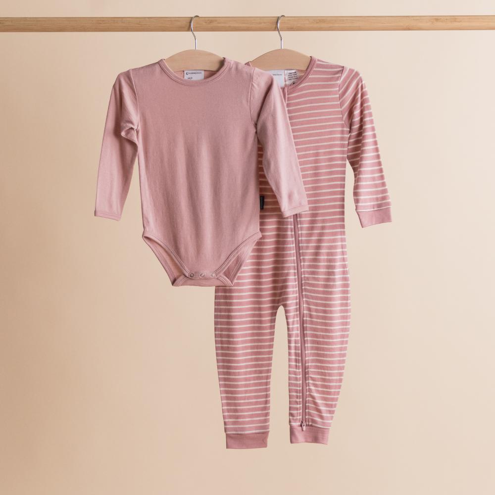 Merino Jersey Long Sleeve Bodysuit - Lily Pink