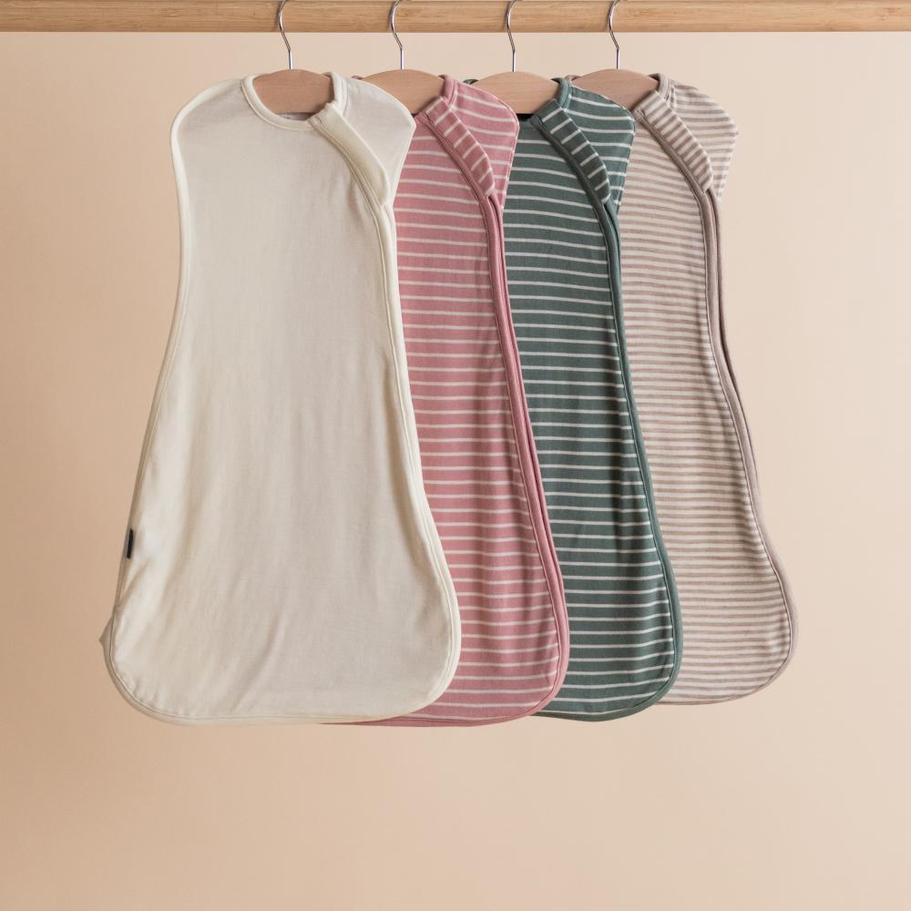 Merino Jersey Zip Swaddle - Thyme Stripe
