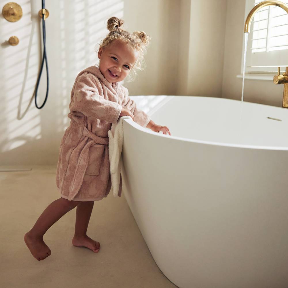 Terry Bathrobe - Stripe Wild Rose