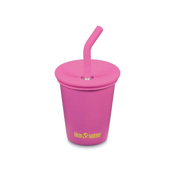 Kids Cup with Straw Lid - Rose Velvet on a white background. 