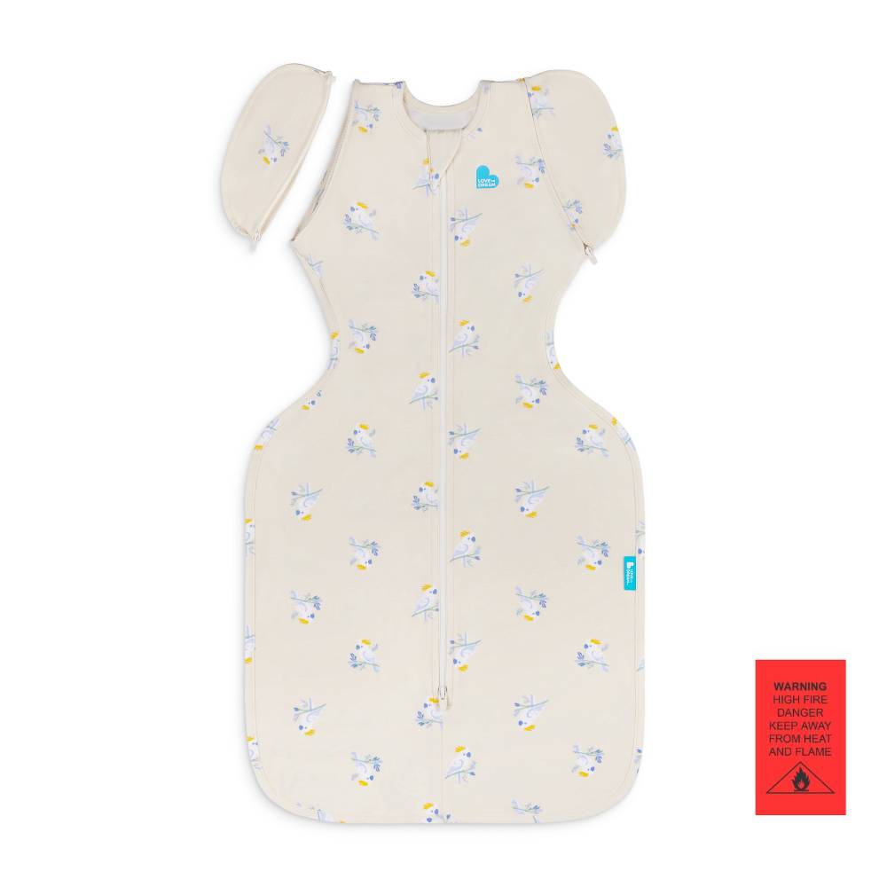 1.0 tog Swaddle Up Transition Bag Limited - Mini Cockatoos on a white background