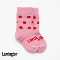 Pink with red spots Crew Socks on a white background
