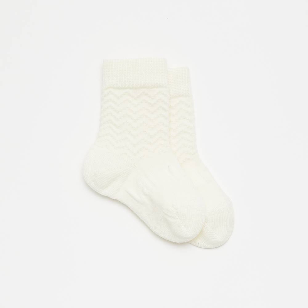 White Crew Merino Socks on a white background