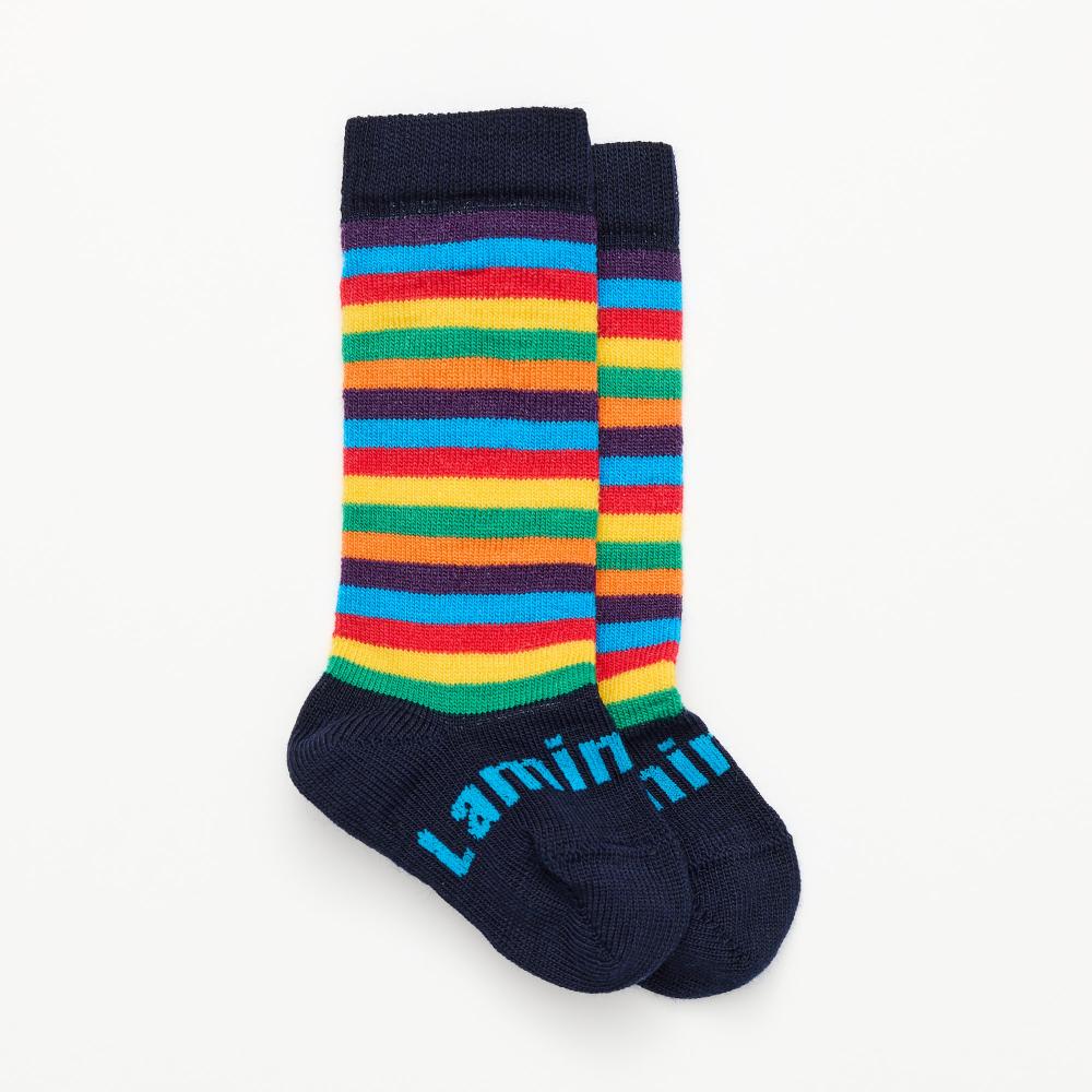 Bright Stripe knee high socks on a white background