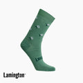 Green Crew spotted socks on a white background