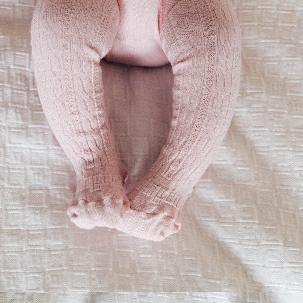 Baby Tights - Cable - Cherry Blossom