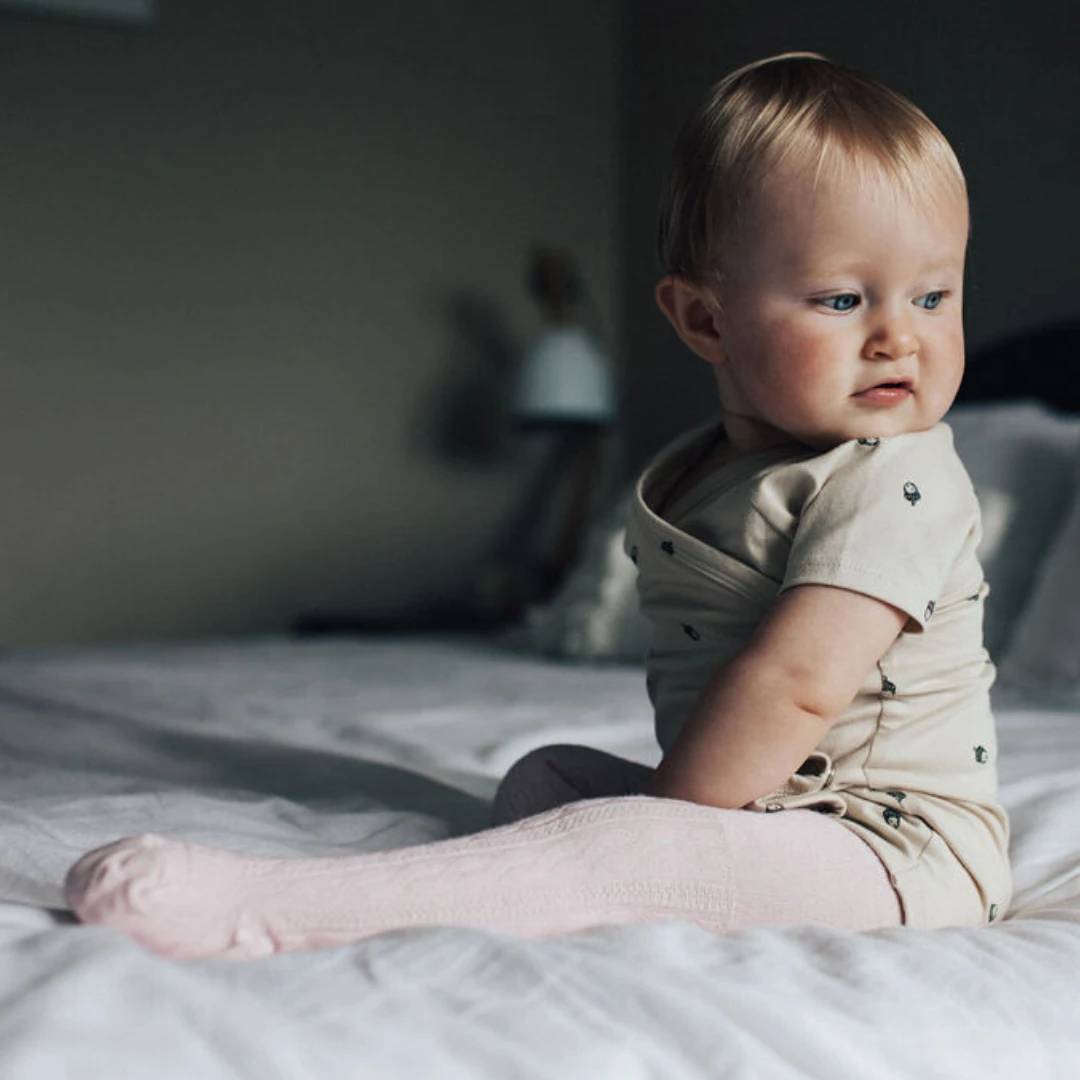 Baby Tights - Cable - Cherry Blossom
