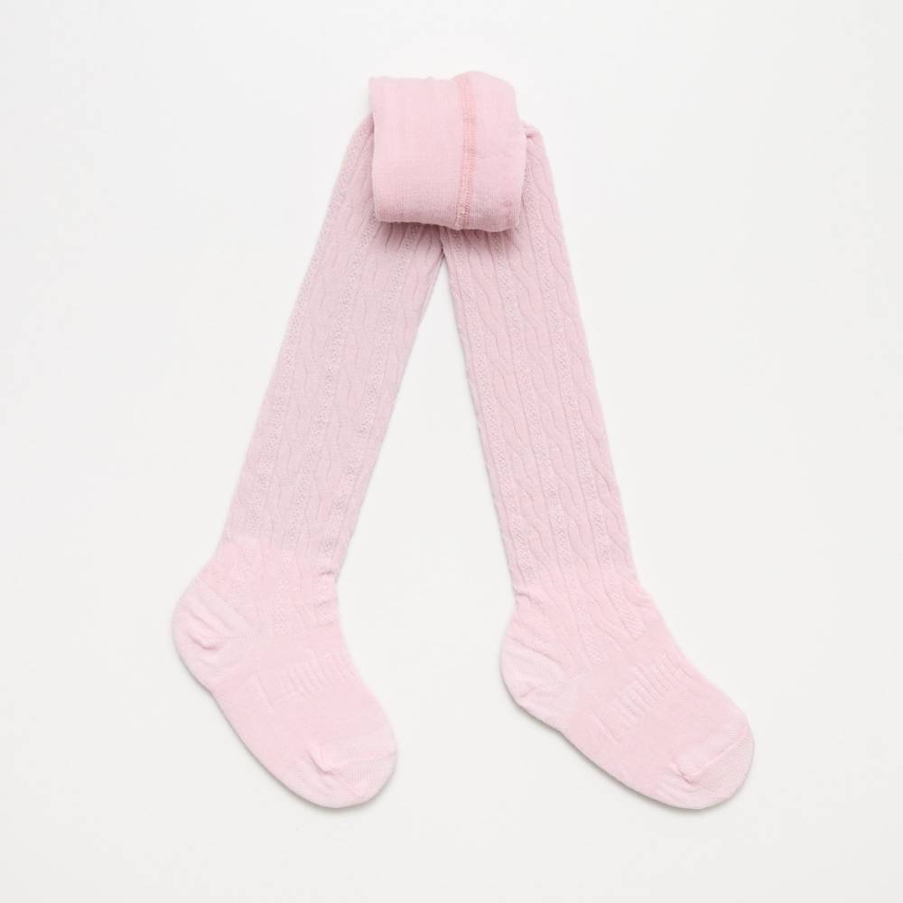 Pink Cable merino Tights on a white background