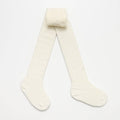 Cream Cable merino Tights on a white background