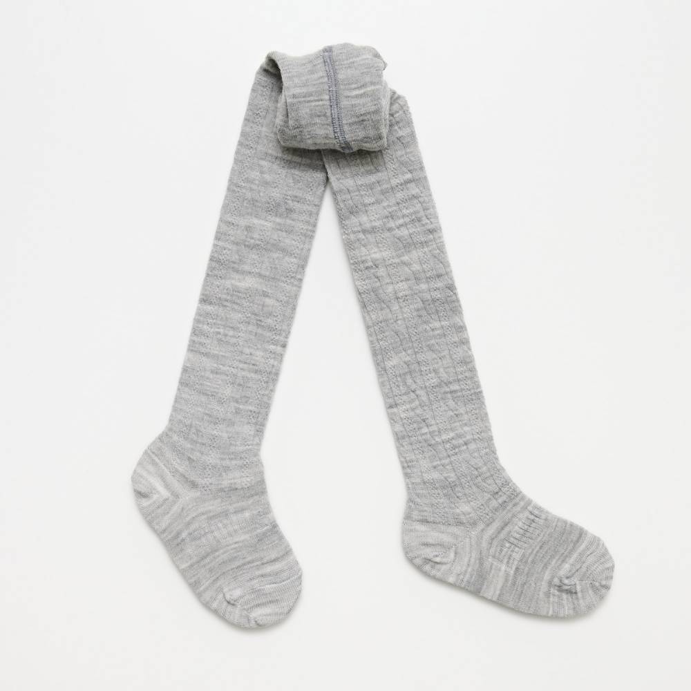 Grey Cable merino Tights on a white background